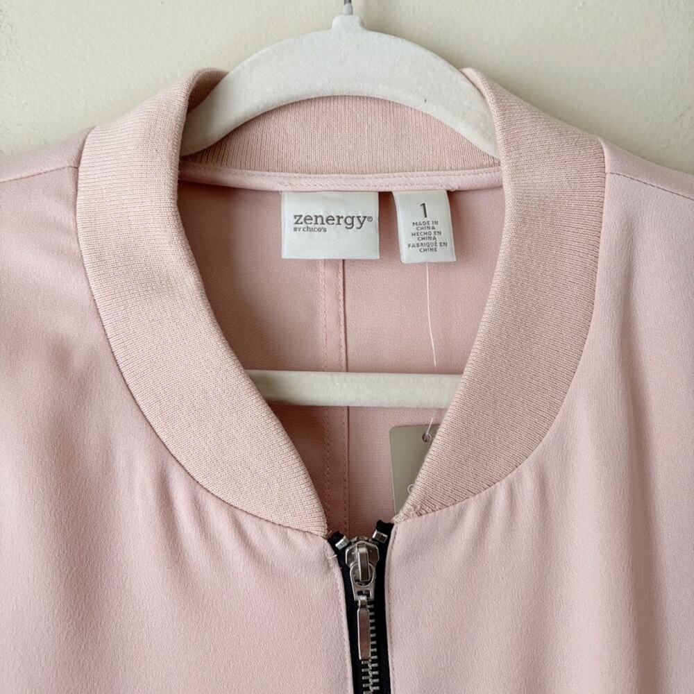 Zenergy Chico’s | Oversized Bomber Jacket Full Zip Pockets Paris Pink Medium - Picture 4 of 10
